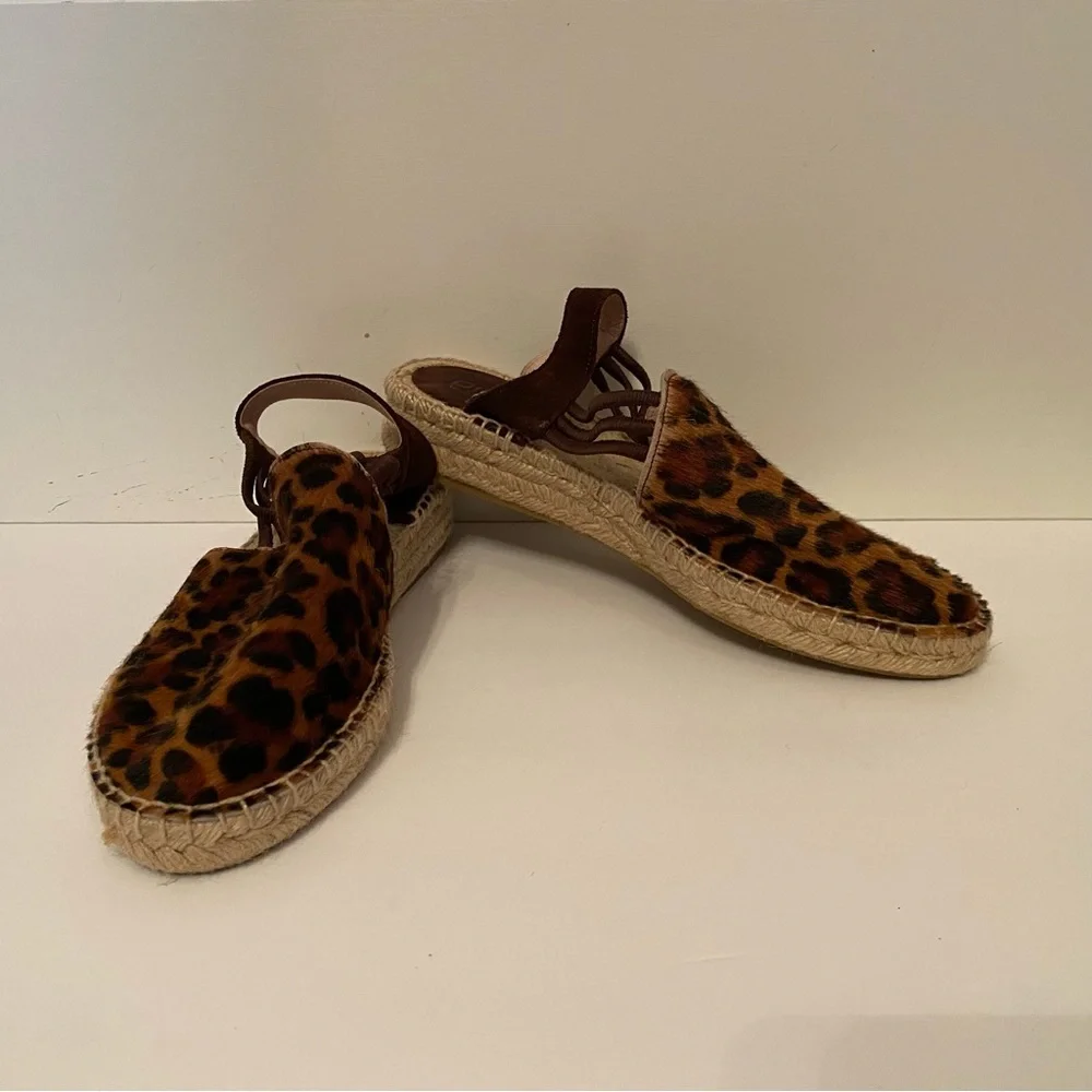 NEW PICON ESPADRILLE SHOES BROWN ANIMAL PRINT LEATHER HANDMADE SPAIN SIZE 7.5